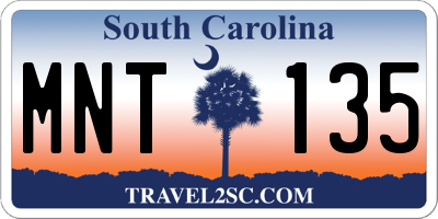 SC license plate MNT135