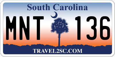 SC license plate MNT136