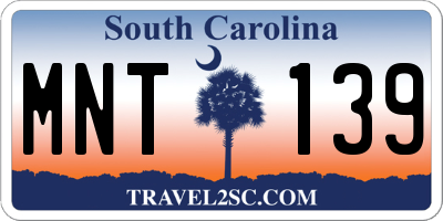 SC license plate MNT139