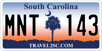 SC license plate MNT143