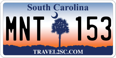 SC license plate MNT153