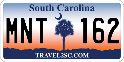SC license plate MNT162