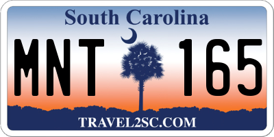 SC license plate MNT165