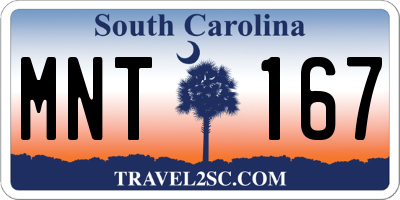 SC license plate MNT167