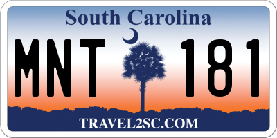 SC license plate MNT181