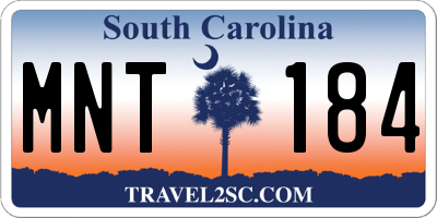 SC license plate MNT184