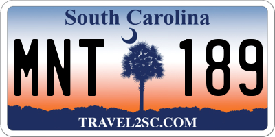 SC license plate MNT189