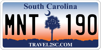 SC license plate MNT190