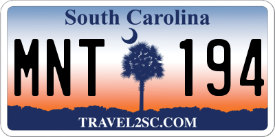 SC license plate MNT194