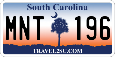 SC license plate MNT196