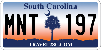 SC license plate MNT197