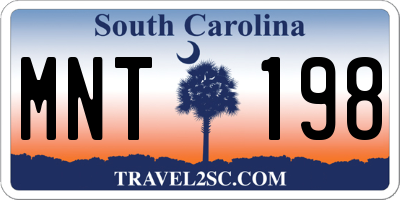 SC license plate MNT198