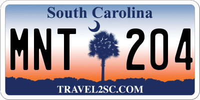 SC license plate MNT204