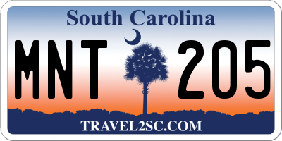 SC license plate MNT205