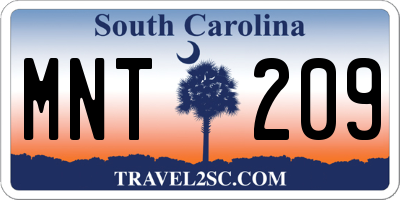 SC license plate MNT209