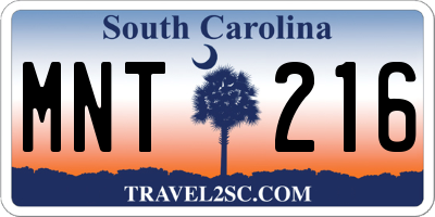 SC license plate MNT216