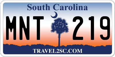 SC license plate MNT219