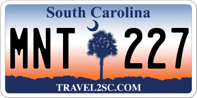 SC license plate MNT227