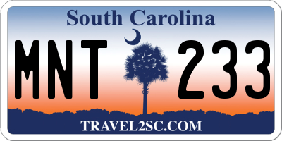 SC license plate MNT233