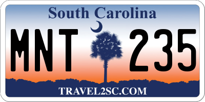 SC license plate MNT235