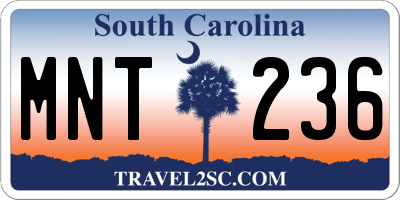 SC license plate MNT236