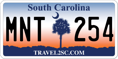 SC license plate MNT254