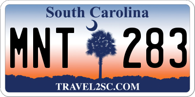 SC license plate MNT283