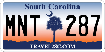 SC license plate MNT287