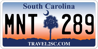 SC license plate MNT289