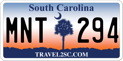SC license plate MNT294