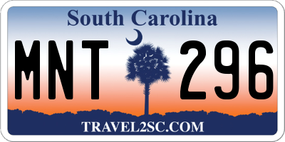 SC license plate MNT296