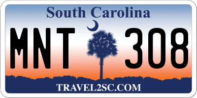 SC license plate MNT308