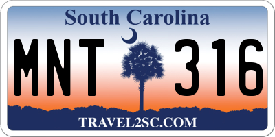 SC license plate MNT316