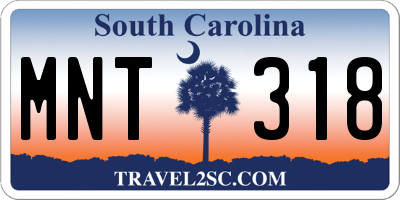 SC license plate MNT318
