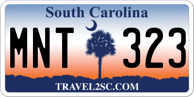 SC license plate MNT323