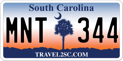 SC license plate MNT344