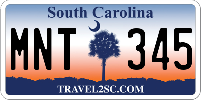 SC license plate MNT345