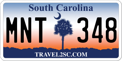 SC license plate MNT348
