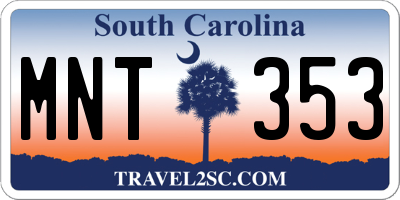 SC license plate MNT353
