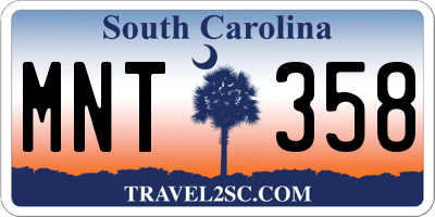 SC license plate MNT358