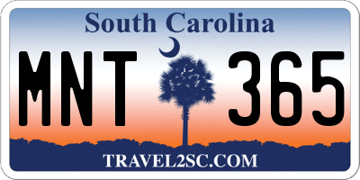 SC license plate MNT365