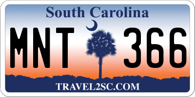 SC license plate MNT366
