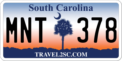 SC license plate MNT378