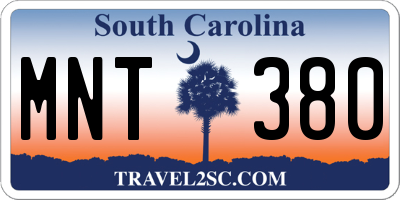 SC license plate MNT380