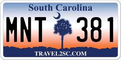 SC license plate MNT381