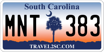 SC license plate MNT383