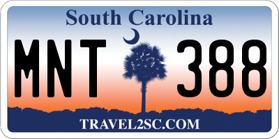 SC license plate MNT388