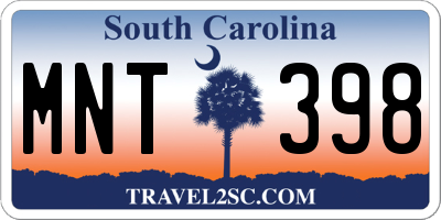 SC license plate MNT398