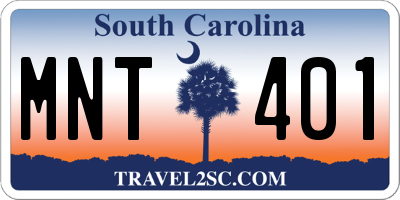 SC license plate MNT401