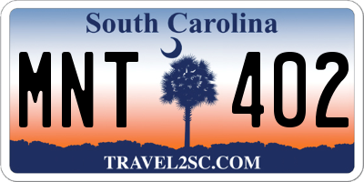 SC license plate MNT402